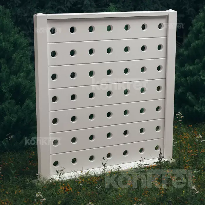 Betonska ograda Lights (KV202), visina 210 cm, bela (premium)