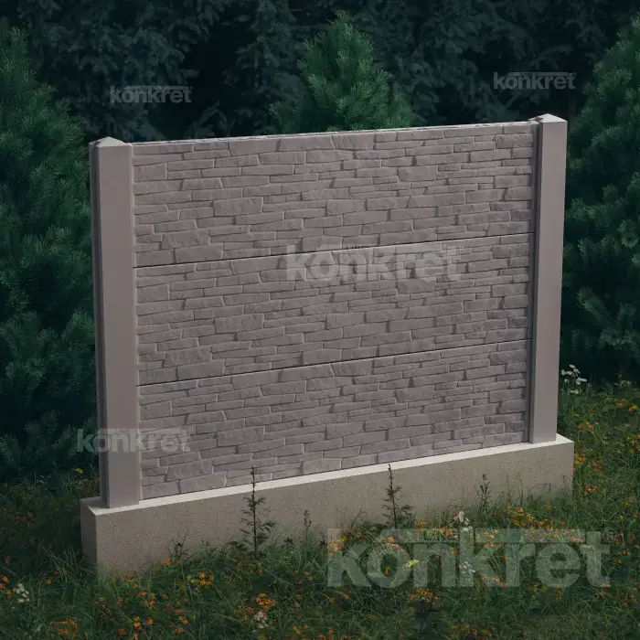 Betonska ograda Stacked Stone (KT300), visina 150 cm, siva (standardna)