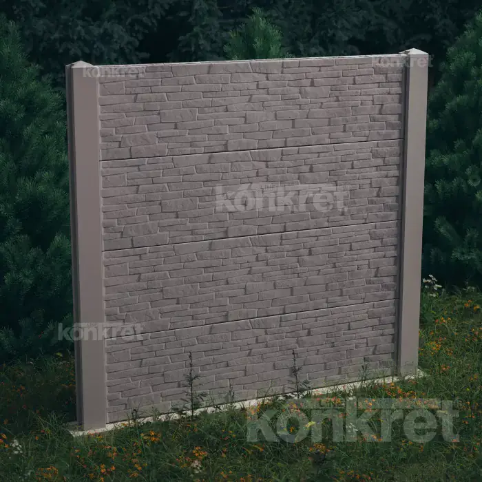 Betonska ograda Stacked Stone (KT300), visina 200 cm, siva (standardna)