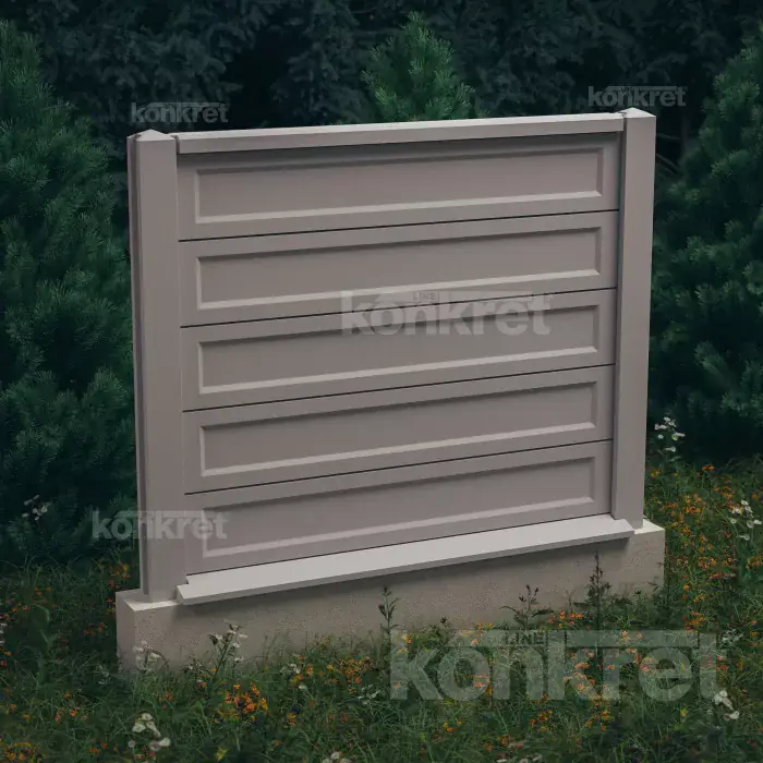 Betonska ograda Smooth-Rebated (KS900), visina 150 cm, siva (standardna)